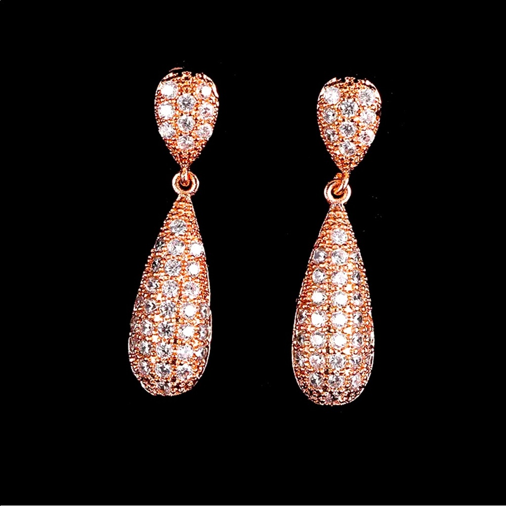 NEW! Rose Gold Plated Cubic Zirconia Drop Earrings